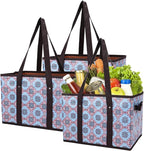 Foraineam Reusable Grocery Bags Set Durable Heavy Duty Tote Bag Collapsible Grocery Shopping Box Bag with Reinforced Bottom