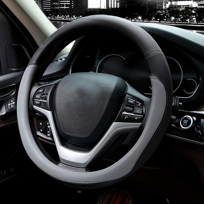 Valleycomfy Microfiber Leather Steering Wheel Cover Large-Size for F150 F250 F350 Ram 4Runner Tacoma Tundra Range Rover Model