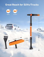 AstroAI 39.37" Ice Scrapers for Car Windshield and Snow Brush with Foam Grip and 360° Pivoting Brush Head for Christmas Car Auto Truck SUV(Orange)