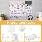 6-Pack PegBoard Wall Organizer, 11"X11" PegBoard, Include 48 Pcs Peg Board Accessories, Multi-Surface Storage Solution For Ro