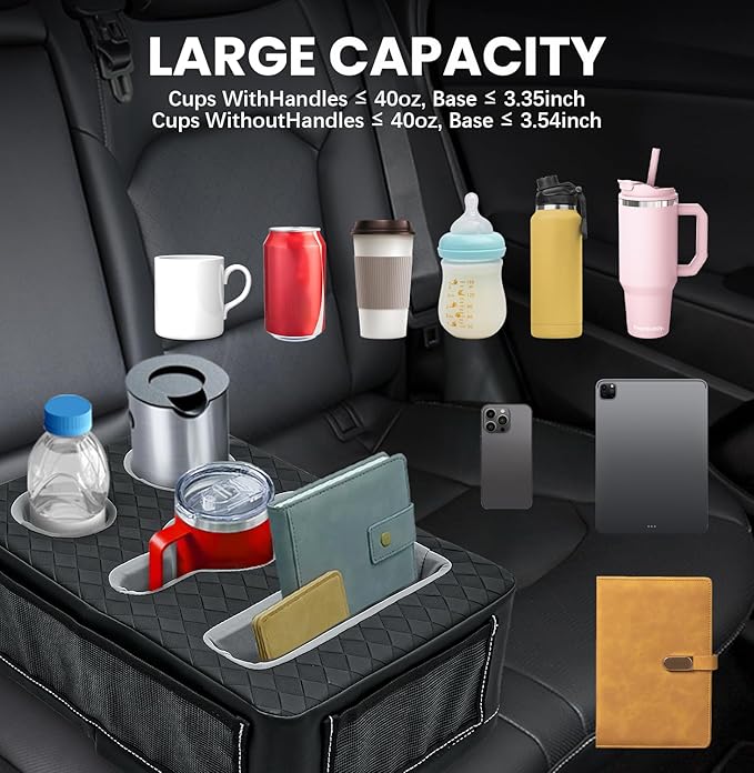 Car Cup Holder, Back Seat Cup Holder for Car, Truck Bed Organizer Boat Couch Bottle Holder Tray Expander Automotive Rear Seat
