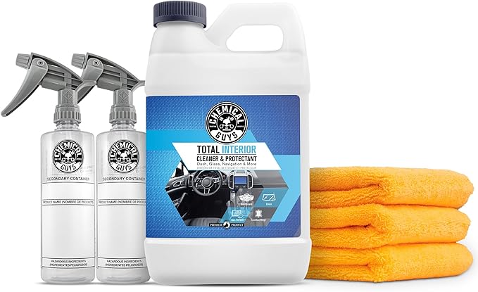 Chemical Guys HOL414 Total Interior Cleaner and Protectant, Refill Kit With 2 Dilution Bottles & 3 Premium Microfiber Towels 