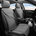 Sanwom Front Car Seat Covers - Leather Seat Covers with Storage Pocket and Two Belt Pads, Anti-Slip Waterproof Universal Seat
