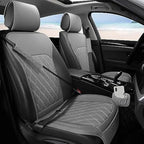 Sanwom Front Car Seat Covers - Leather Seat Covers with Storage Pocket and Two Belt Pads, Anti-Slip Waterproof Universal Seat