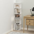 Furinno Reed Corner Shelf, 5-Tier Corner Bookshelf, Book Shelf, Corner Shelves, Storage Rack, for Organization and Storage, H