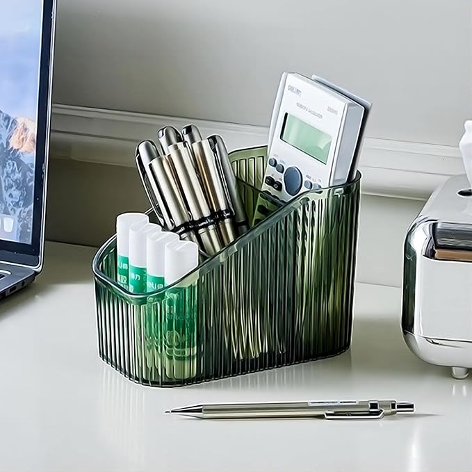 DASITON Large Capacity Makeup Brush Holder,3 Slot Makeup Brush Cup,Vintage striped Make Up Brush Holder,for Vanity Decor,Bath