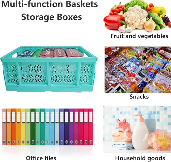 20L Folding Crates, 4Pack Plastic Storage Bins Organizer for Home and Office,Plastic Folding baskets,Collapsible Crates for C