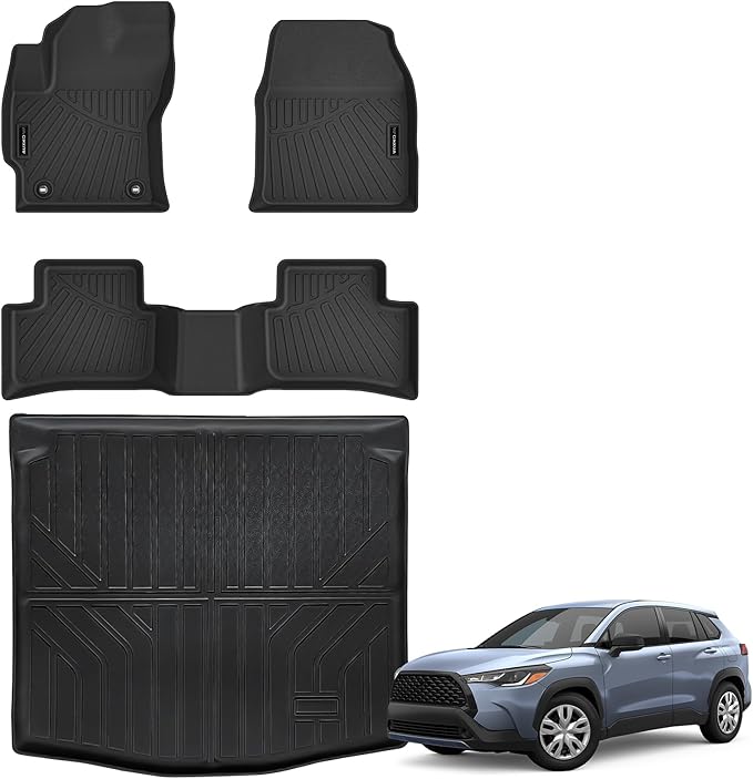 Auxko All Weather Floor Mats Cargo Mat Fit for 2026 2025 2024 2023 2022 Toyota Corolla Cross AWD(Not Fit Hybrid) TPE Liners Accessories All Season Guard Odorless Anti-Slip
