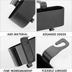 BELOMI 2PCS Car Headrest Backseat Organizer with Cup Holder, Seat Back Hanging Storage Box with Hooks, Multi-Functional Drink Pocket Food Snack Phone Tray for Kids, Car Travel Accessories（Black/2PCS）