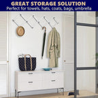 Amber Home Wood Accordion Wall Rack 13 Hooks (Pegs), Expandable Wall Mounted Hanger for Coat, Hat, Scarf, Coffee Mugs, X Shap