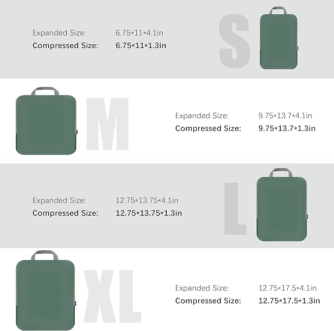 PANDA JOYS 4 Set Compression Packing Cubes Travel - Travel Accessories Expandable Packing Organizers for Carry On - Essential