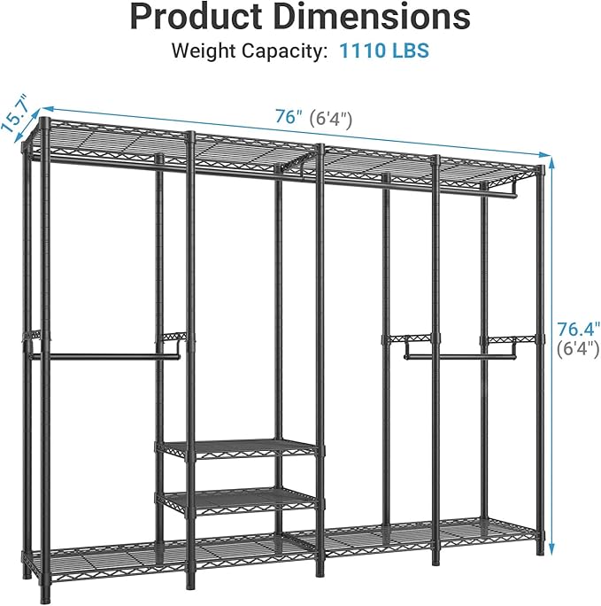 VIPEK V40C Covered Clothes Rack Heavy Duty Clothing Rack with Cover, Custom Freestanding Closet Portable Wardrobe Closet for 
