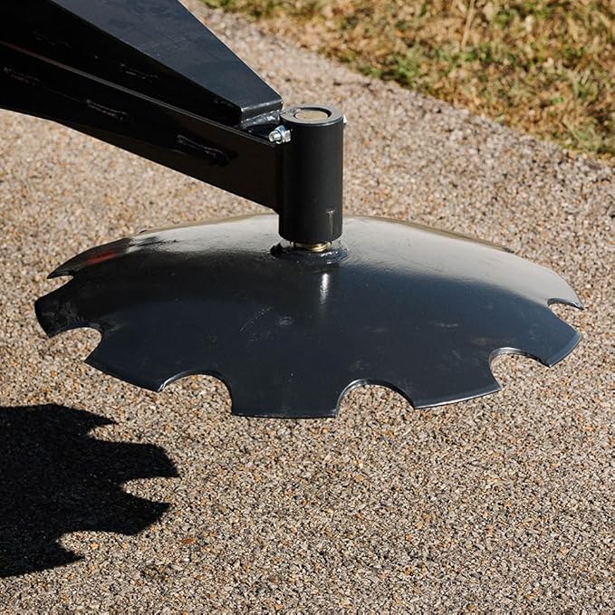 Titan Attachments Skid Steer Ice Scraper with Down Pressure, Pivoting Center Point, and Replaceable Notched Disc - Move Forward, Backward, and Side to Side for Efficient Snow and Material Removal