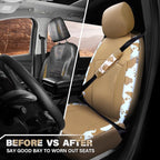 CAR PASS Cow Print Faux Leather Car Seat Covers & Cow Car Mats & Cow Steering Wheel Cover Seat Belt Pads Universal fit for SU