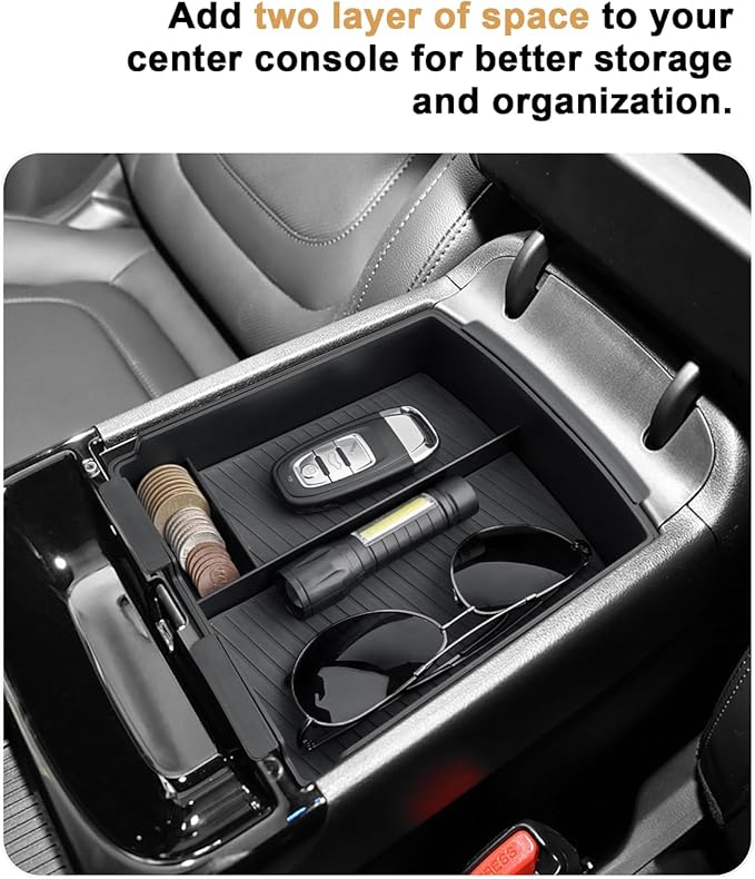 ECOZEN Double-Layer Center Console Organizer For 2025-2026 Hyundai Tucson(Limited)/2025-2026 Tucson Hybrid/Tucson Plug-in Hybrid Armrest Organizer - ONLY Fit 2025-2026 Tucson With Electronic Shift