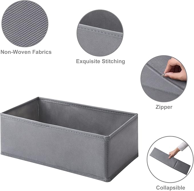 6 Packs Dresser Drawer Organizers for Clothing,Woven-Fabric Baby Clothes Organizer and storage in Bedroom-Closet & Drawer Org