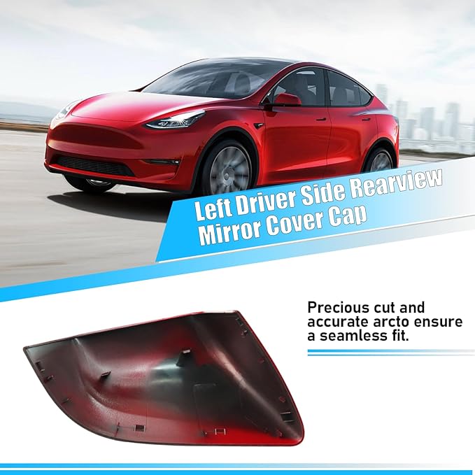 Jaronx Compatible with Tesla Model Y Side Mirror Cover Replacement 2020 2021 2022 2023 2024, Left Driver Side Door Wing Red Rearview Mirror Cover Cap for Tesla Model Y Accessories