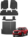 Auxko All Weather Floor Mats Cargo Mat Back Seat Mat Fit for Nissan Pathfinder 7 Seat 2026 2025-2022 TPE Floor Liner Trunk Mat Pathfinder Accessories All Season Odorless Anti-Slip Black