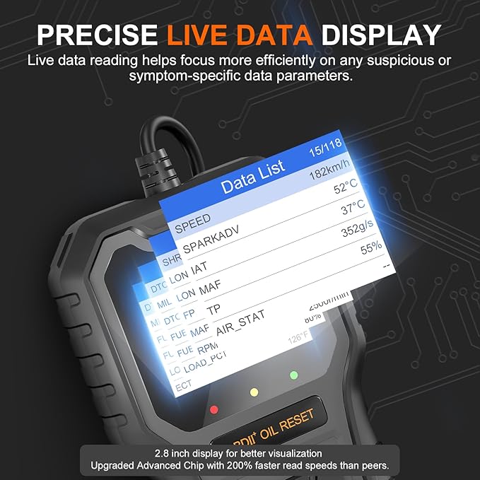 Car Code Reader, OBD2 Scanner for Check Engine Light/Oil Light Reset, Enhanced OBDII Scan Tool Car Accessories Fix Clear Fault