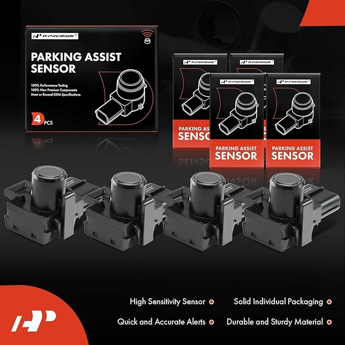 A-Premium 4-PC Reverse Backup Parking Assist Sensor Compatible with Select Toyota & Lexus Models - Land Cruiser 2013-2015, RX