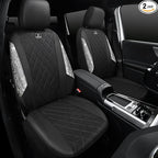 CAR PASS Oxford Bling Diamond Car Seat Covers 2 Front Interior Sets, Waterproof Shining Glitter Sparkly Crystal Universal Arm