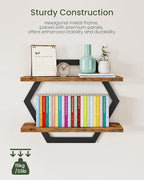 Hexagon Floating Shelves and Floating Shelves Set of 3 Bundle, Wall Mounted Storage Shelves, for Living Room, Bedroom, Kitche