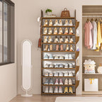 LUKYTOWER Tall Shoe Rack - 10 Tier Organizer for Closet, 30-35 Pairs, Large Capacity with 5 Hooks and Side Pocket, Sturdy Met