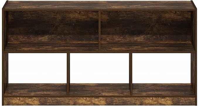 Furinno DALY Book Shelf, 5-Cube Bookshelf, Horizontal Cube Storage Organizer Bookcase, 10.9 x 47.2 x 23.6, for Living Room, B