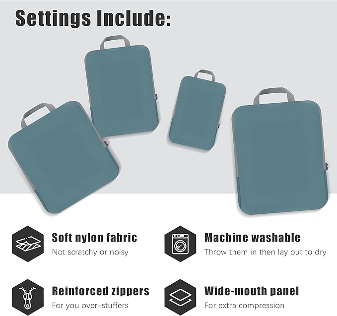 PANDA JOYS 4 Set Compression Packing Cubes Travel - Travel Accessories Expandable Packing Organizers for Carry On - Essential