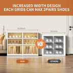 CIMLORD 3-Tier Foldable Shoe Rack Organizer for Closet 12Pairs Plastic Shoe Shelf Collapsible Shoes Storage Box Clear Shoe Bo