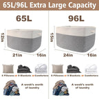 JMvicyroam Woven Blanket Basket,65L Large Storage Bin for Blankets Toys Clothes,Decorative Rope Basket for Living Room Bedroo