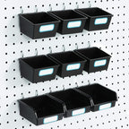 FRIMOONY Pegboard Bins with Hooks and Labels, for Organizing Accessories, 6 Pack Type A and 6 Pack Type B, Black
