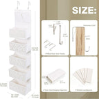 ANTIS'S HOME Over the Door Organizer Macrame Boho Nursery Storage with 5 Large Woven Pockets, Hanging Closet Basket for Bathr