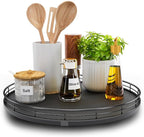 13" Lazy Susan Turntable Organizer for Table Top, Round Wooden Lazy Susan for Cabinet Kitchen Decor Centerpieces Coffee Table