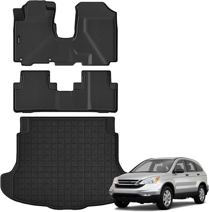 Auxko All Weather Floor Mats Cargo Mat for Honda CRV 2007 2008 2009 2010 2011 All Season TPE Accessories Guard Odorless Anti-Slip Floor Liners Trunk Mat
