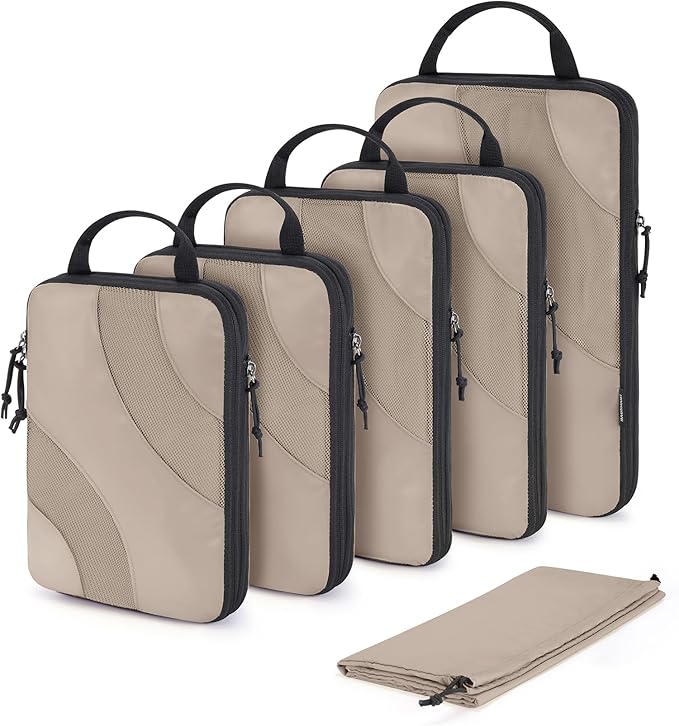 BAGSMART Compression Packing Cubes, 6 Set/4 Set/2 Set Travel Packing Cubes for Carry on Suitcases, Compression Suitcase Organ