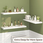 Fun Memories Floating Shelves for Wall 32 Inch Set of 3, Farmhouse Floating Shelves with Invisible Heavy Duty Bracket, 10 Inc