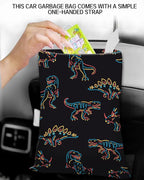 Car Garbage Can, Hanging Car Trash Can Bag for Cute Car Back Seat Organizer, Cool Dinosaur