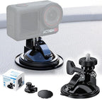 JJC Suction Cup Mount with 1/4"-20 Screw for DJI OSMO Nano Action 6 5 Pro 4 3 Action Camera, Strong Stable Suction Cup Base Compatible with Gopro 13 12 11 10, for Insta360 X5 X4 X3 OSMO 360 Car Mount