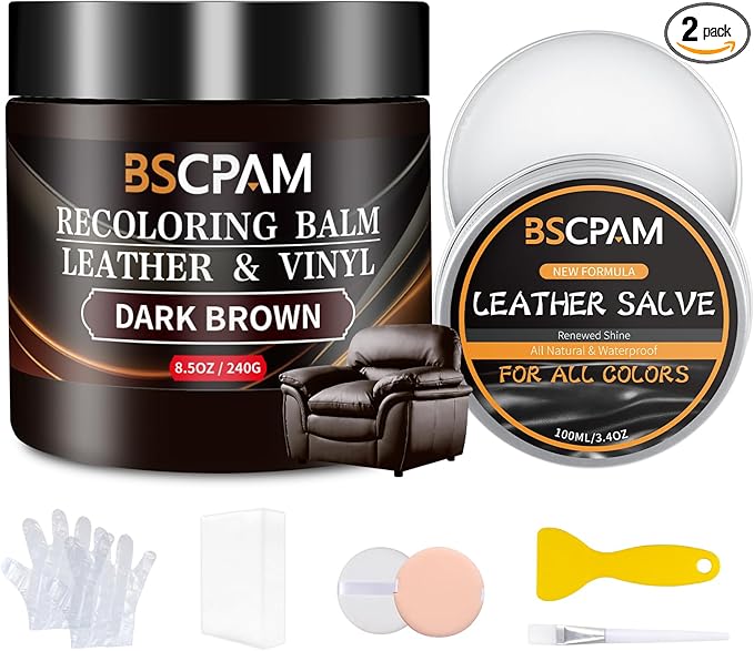 Dark Brown Leather Recoloring Balm with 100ml Mink Oil,Leather Couch Scratch Remover,Leather Repair kit for Vinyl Furniture a