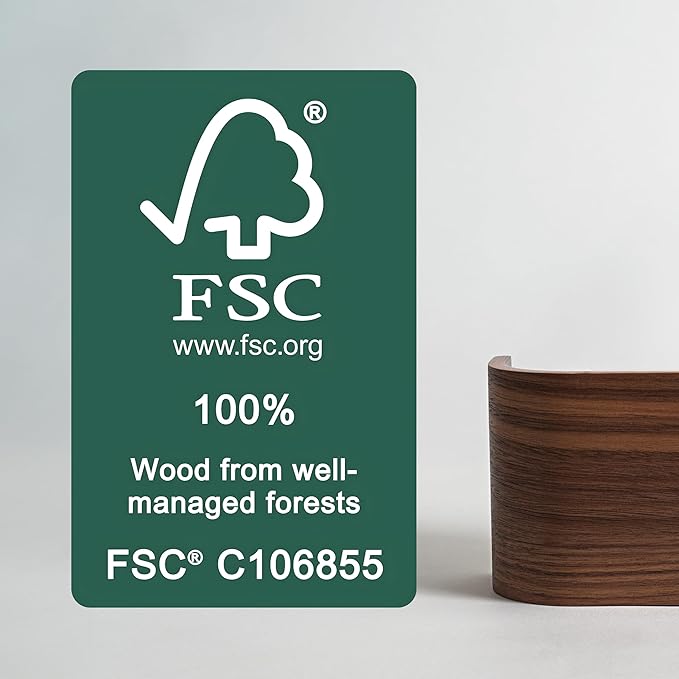 Kazai. Wall-Mounted Coat Rack 'Toke' - Modern Design with Hidden Wall Hooks - Solid Wood Veneer Panel Hanger - Walnut