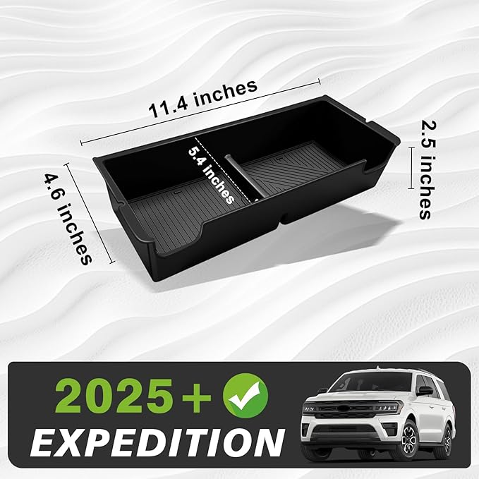 Muslogy Center Console Organizer Compatible with 2026 2025 Ford Expedition Accessories Custom Fit Storage Box ABS Material Insert (Fit with OEM Tray)