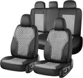 Coverado Car Seat Covers 5 Seats, Leather Seat Covers Full Set, Carbon Fiber Textured Design, Durable Waterproof Seat Protect