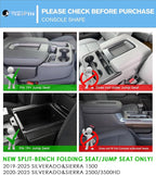 for Center Console Tray Compatible with 2019-2026 Chevy Silverado 1500& 2020-2026 Silverado 2500HD 3500HD (Split-Bench Folding Seat) Armrest Storage Box Console Organizer ABS Materials