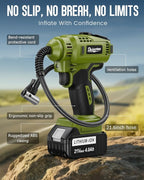 TREE.NB Cordless Tire Inflator Portable Air Compressor with 2 21V Battery Powered Air Pump Portable Tire Inflator for Car 150PSI with Dual Power Supply Modes, LED Light
