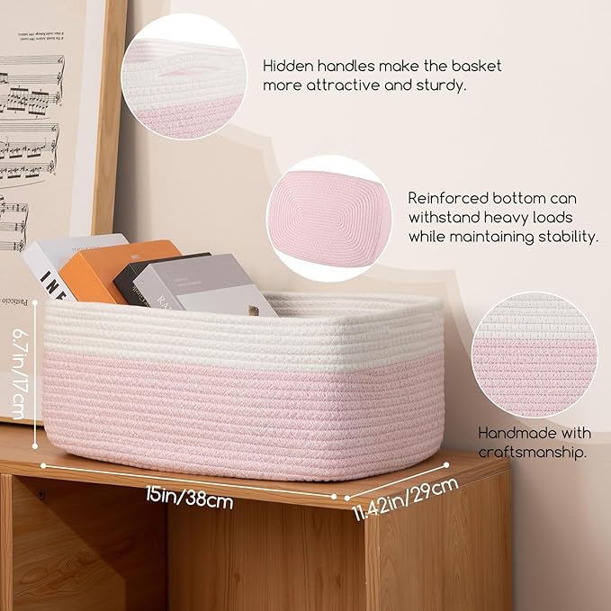 OIASKET Storage Baskets for Organizing 3 Pack, Woven Baskets for Shelves, Closet Organizer Bins Empty Gift Basket Toy Storage