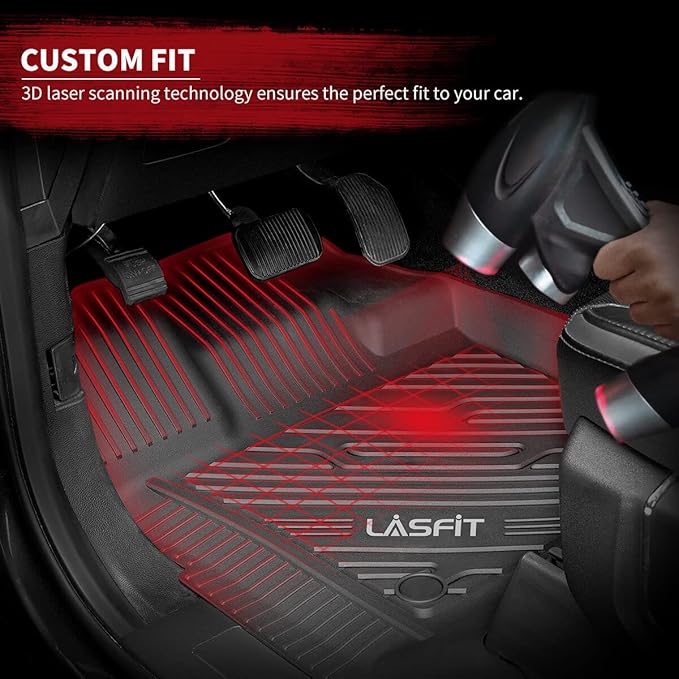 LASFIT Floor Mats Fit for Nissan Armada 2017-2018 / Infiniti QX56 2011-2013 / Infiniti QX80 2014-2018, All Weather TPE Custom Fit Easy Clean Durable No-Curling Floor Liners 1st & 2nd Row Car Mats