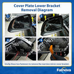 Left Rearview Mirror Cover Bracket, Compatible with Tesla Model Y 2020-2026, Side Mirror Base Cover Replacement Part, Suitable for Tesla Model Y Accessories（Black）