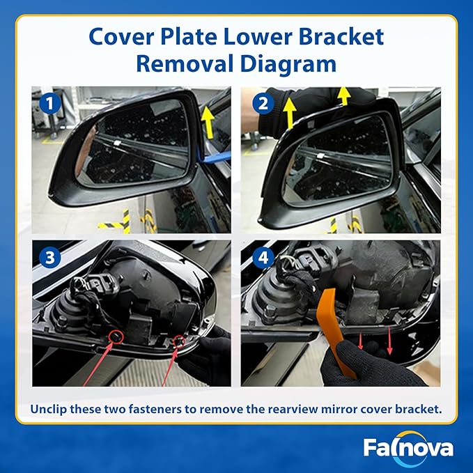Left Rearview Mirror Cover Bracket, Compatible with Tesla Model Y 2020-2026, Side Mirror Base Cover Replacement Part, Suitable for Tesla Model Y Accessories（Black）