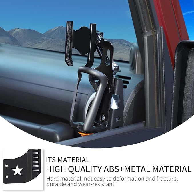 Linskip Door Cup Holder Expander Compatible with Jeep Wrangler JK JKU 4/2Door 2007-2010, 2 in 1 Multi-Function Cell Phone Mount, JK Interior Accessories(Black)